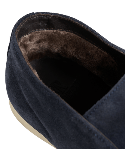 Halfhoge instapper suède/shearling donkerblauw