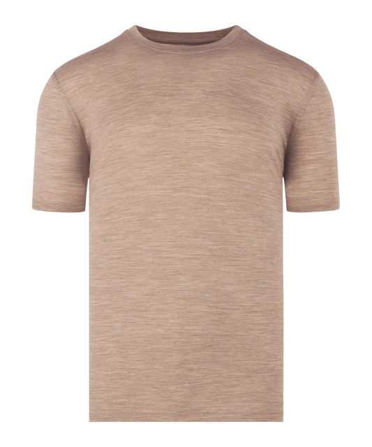 T-shirt merinowol lichtbruin