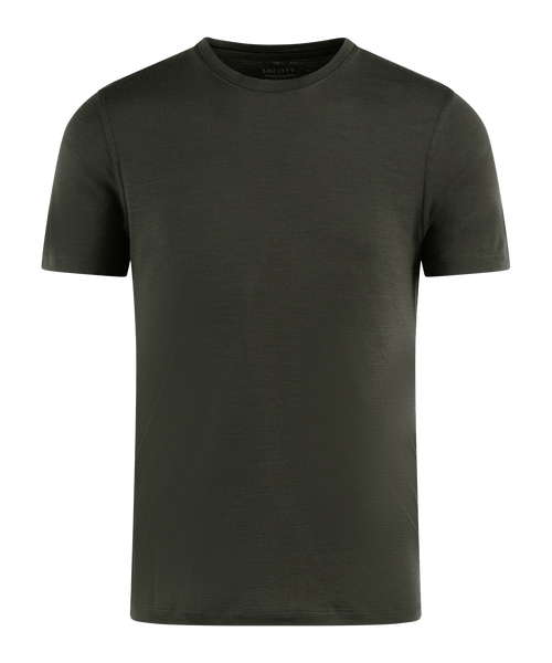 T-shirt merinowol donkergroen