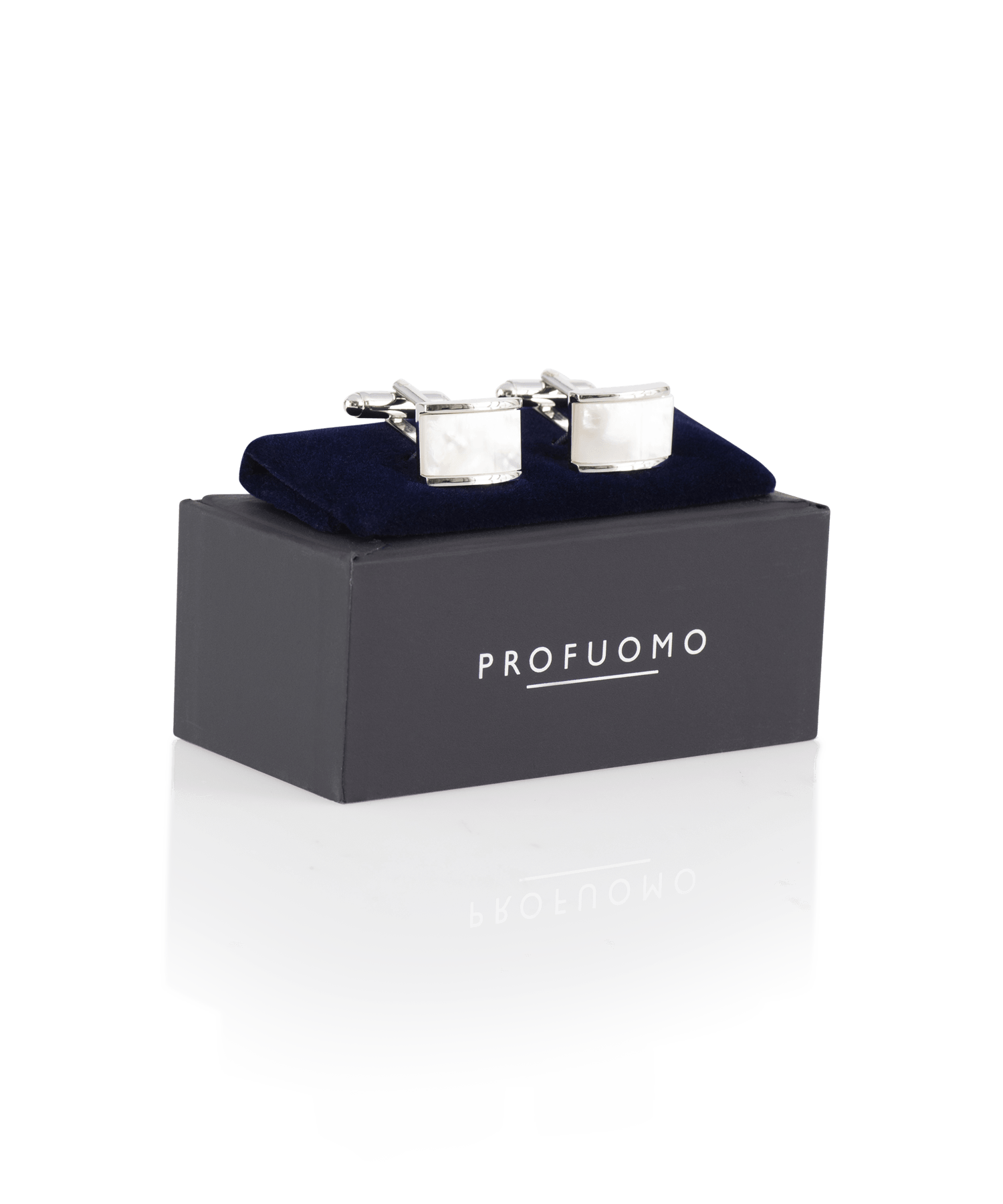 CUFFLINK WHITE MOP MTL