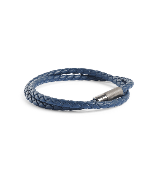 Leren armband marineblauw